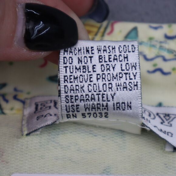 Euro Joy Shirt Womens M Ivory Long Sleeve High Neck Full Zip Print Blouse - Picture 15 of 16